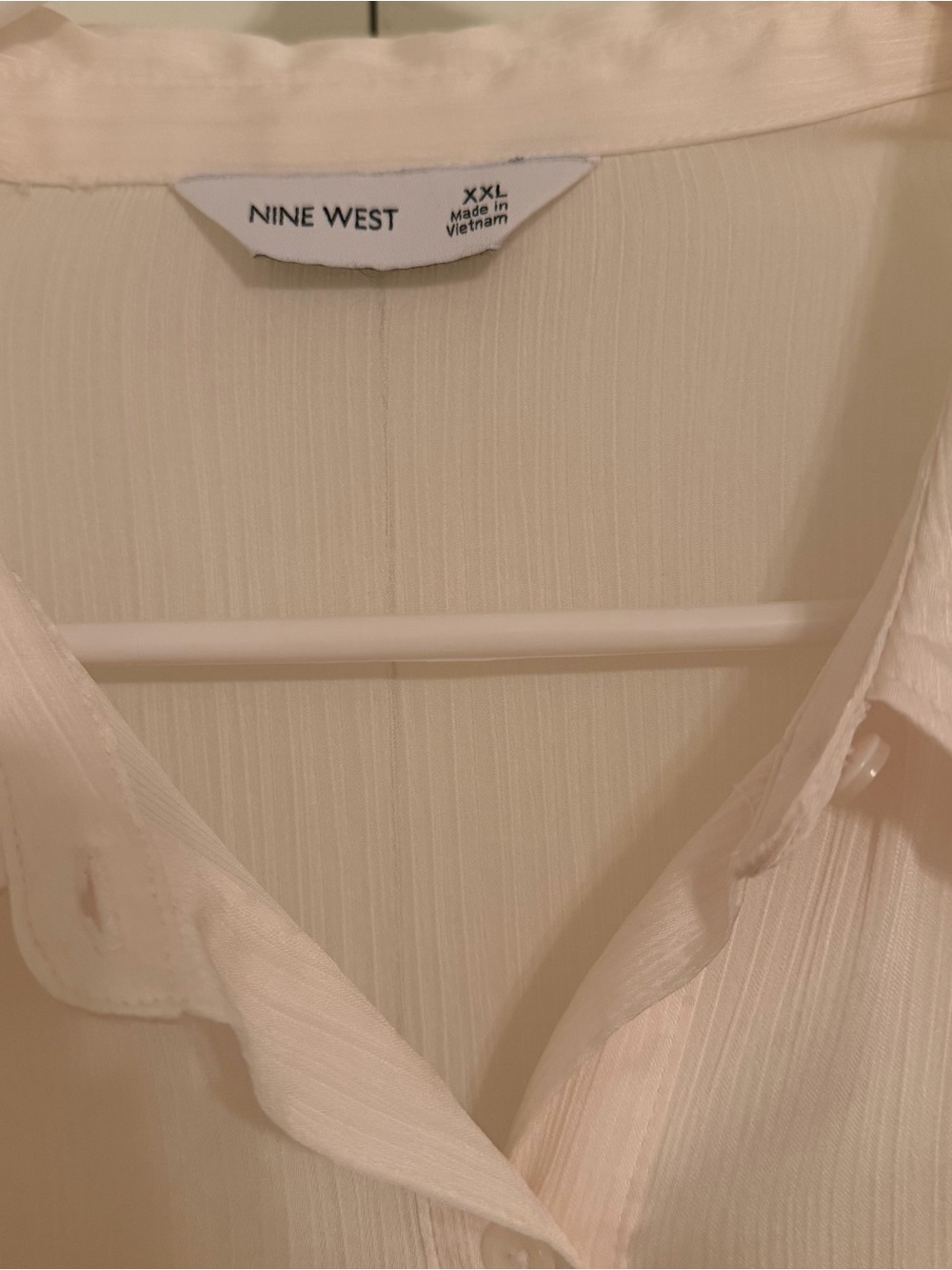 Nine West Light Cream Ruffled Button-Front Blouse - Picture 2 of 5